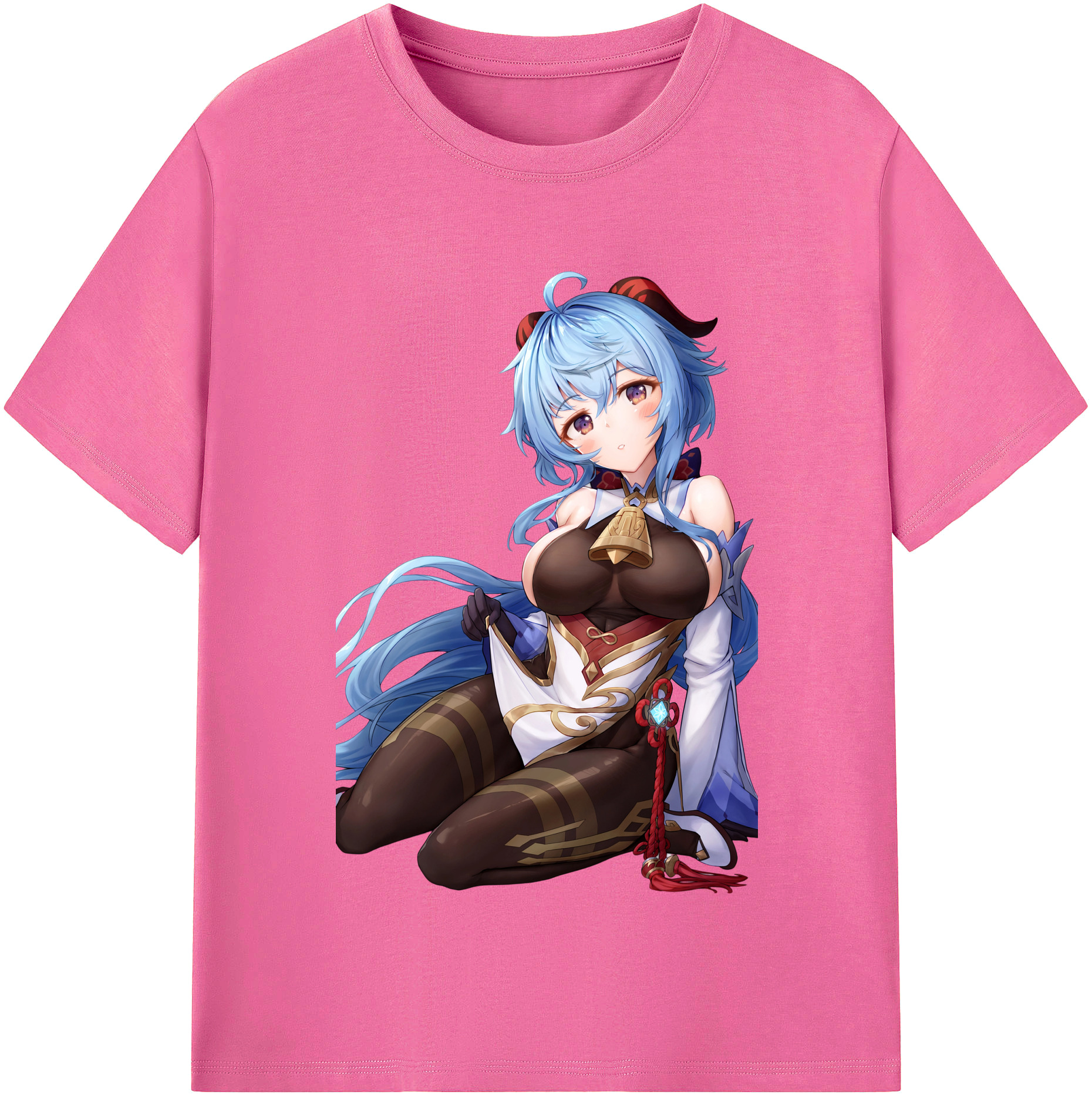 げんし神 甘雨 かんう genshin Ganyu レディースカジュアルプリントTシャツ（綿100％）